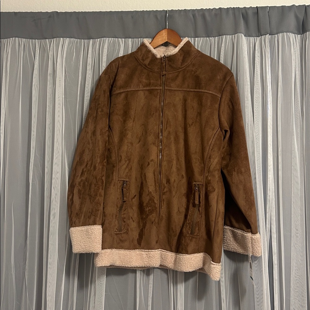 Cabela's NWT Faux Suede Jacket Multi Brown/Tan Color Size Large